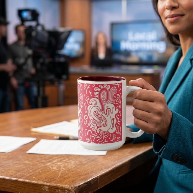 Caneca De Café Em Dois Tons Vermelho (AI product visualization, art is not AI)