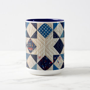Caneca De Café Em Dois Tons Vermelho, Branco e Azul, Mug de Café Quilado