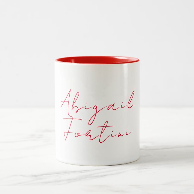 Caneca De Café Em Dois Tons Vermelho branco mínimo profissional moderno (Centro)