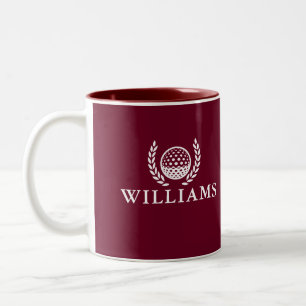 Caneca De Café Em Dois Tons Vermelho Clássico da Borgonha Nome Personalizado M