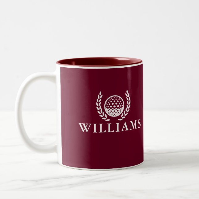 Caneca De Café Em Dois Tons Vermelho Clássico da Borgonha Nome Personalizado M (Esquerda)