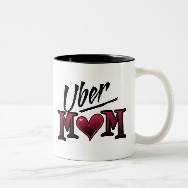 Caneca De Café Em Dois Tons Vermelho da mamã de Uber (Direita)