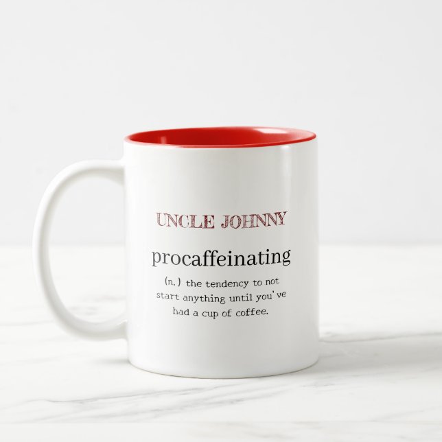 Caneca De Café Em Dois Tons Vermelho de Procafeinação Personalizado (Esquerda)