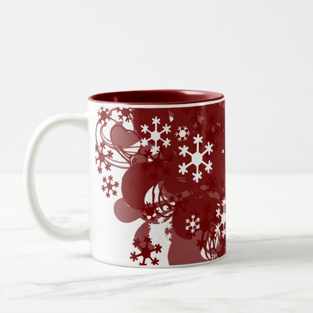 Caneca De Café Em Dois Tons Vermelho de roda da neve (Esquerda)