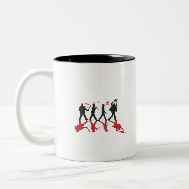 Caneca De Café Em Dois Tons Vermelho do assassino da estrada da abadia (Esquerda)