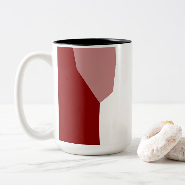 Caneca De Café Em Dois Tons Vermelho e Branco (Com Donut)
