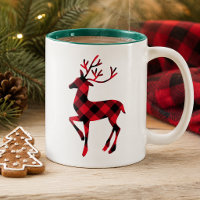 Vermelho Rústico Búfalo Xadrez Rena Natal