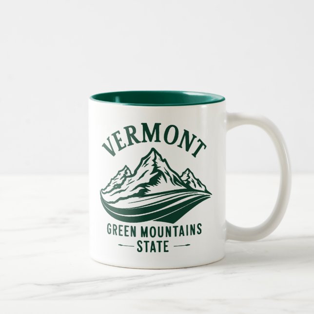 Caneca De Café Em Dois Tons Vermont, Estado das Montanhas Verdes (Direita)
