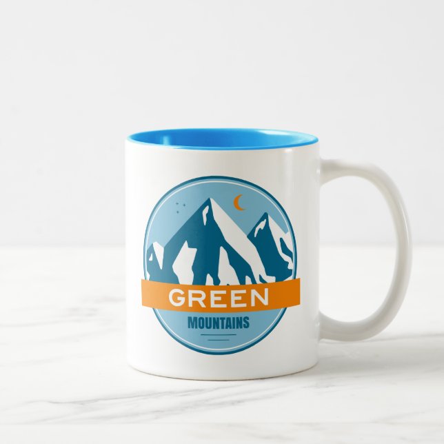 Caneca De Café Em Dois Tons Vermont, montanhas verdes (Direita)