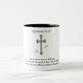 Caneca De Café Em Dois Tons versículo bíblico cristão Romanos 8:28