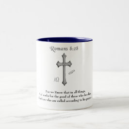 Caneca De Café Em Dois Tons versículo bíblico cristão Romanos 8:28