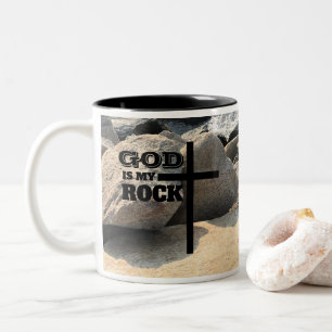 Caneca De Café Em Dois Tons Versículo Bíblico Deus é Minha Rocha Cruz Preta Cr
