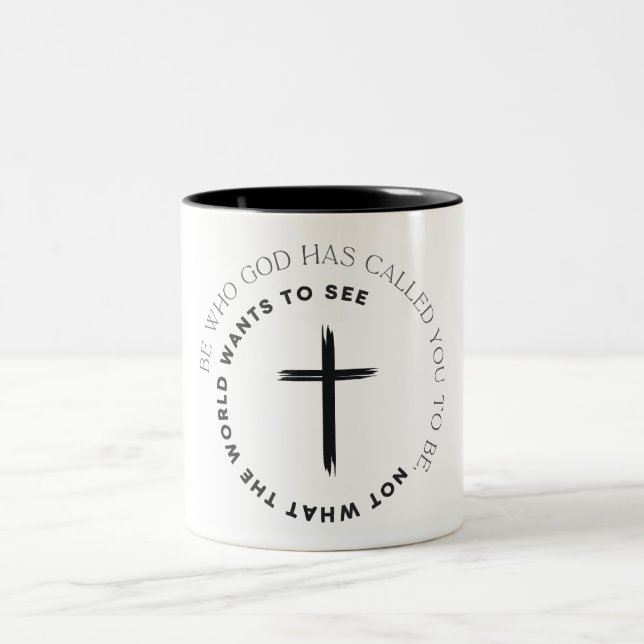 Caneca De Café Em Dois Tons Versículo Cristão Inspirador (Centro)
