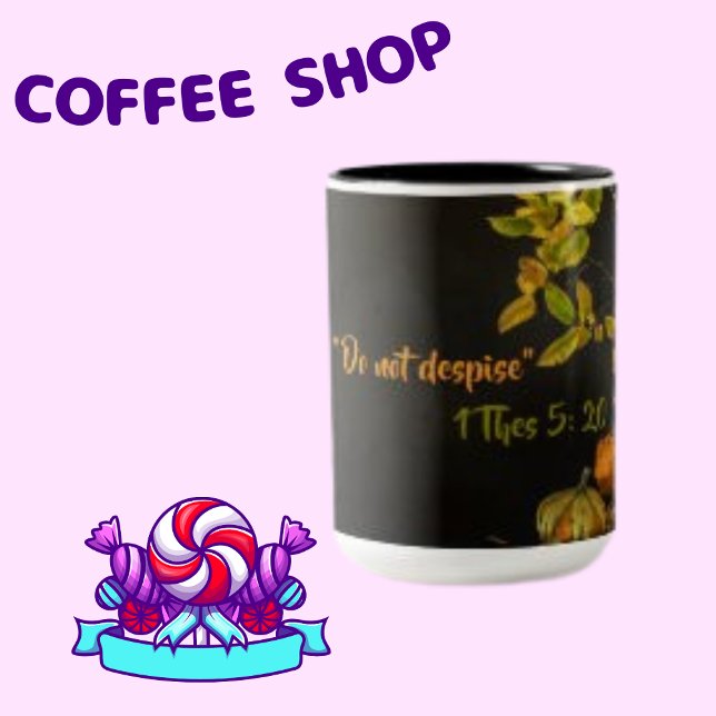 Caneca De Café Em Dois Tons Verso Religioso Deixa Pumpkin Laranja (Criador carregado)