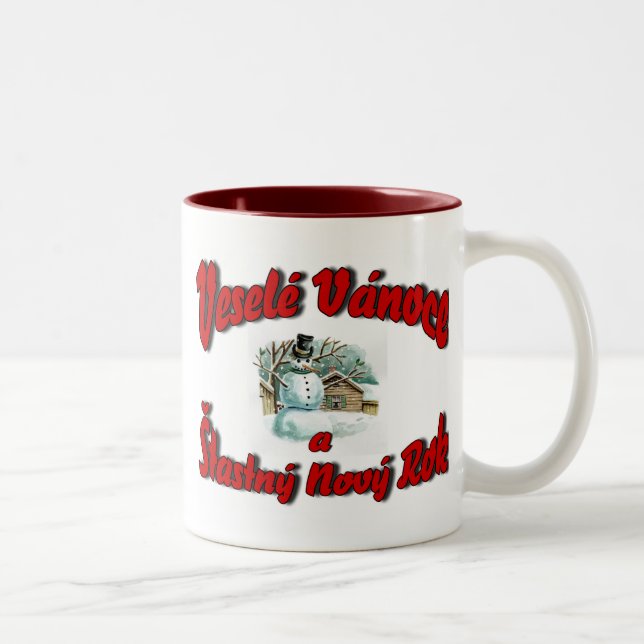 Caneca De Café Em Dois Tons Veselé Vánoce um Šťastný Nový Rok (Direita)