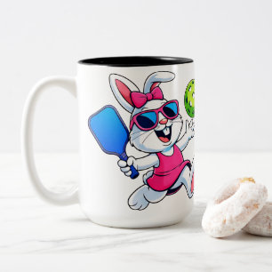 Caneca De Café Em Dois Tons Vestido Rosa Fofo Bunny de Pickleball