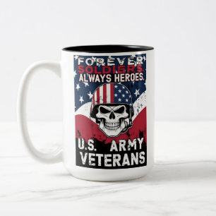 Caneca De Café Em Dois Tons Veteranos do Exército do Crânio