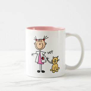 Caneca De Café Em Dois Tons Veterinário Boneco de Palito