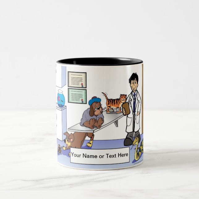 Caneca De Café Em Dois Tons Veterinário Personalizado - Cartoon Masculino (Centro)