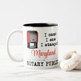 Caneca De Café Em Dois Tons Vew Samped Notary Public Maryland