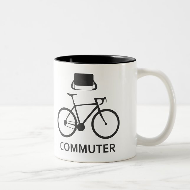Caneca De Café Em Dois Tons Viagem ao trabalho de bicicleta (Direita)