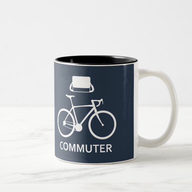 Caneca De Café Em Dois Tons Viagem ao trabalho de bicicleta (Direita)