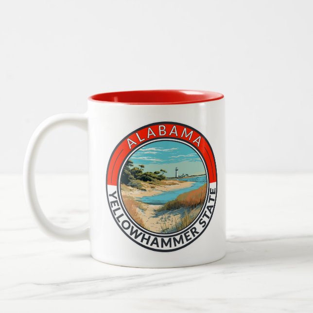 Caneca De Café Em Dois Tons Viagem Art Crachá do Alabama (Esquerda)