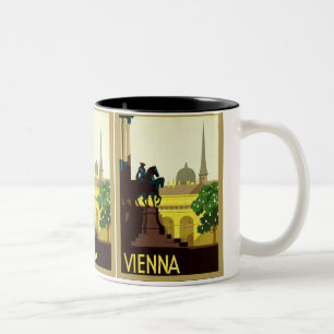 Caneca De Café Em Dois Tons Viagem austríaco do vintage do ~ de Viena