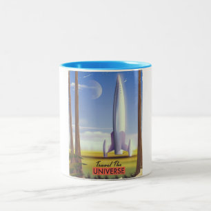 Caneca De Café Em Dois Tons Viagem da arte espacial retrógrada do Universo.