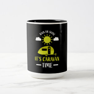 Caneca De Café Em Dois Tons viagem de acampamento de caravana feliz