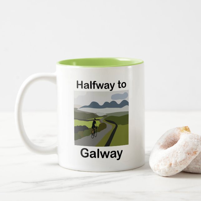 Caneca De Café Em Dois Tons Viagem de Carro até Galway (Com Donut)