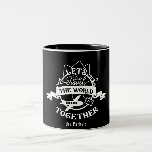 Caneca De Café Em Dois Tons Viagem De vamos Do Mundo Juntos | Divertimento (Centro)