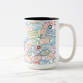 Caneca De Café Em Dois Tons Viagem design - carimbos de passaporte