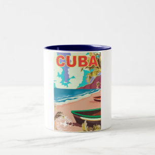 Caneca De Café Em Dois Tons Viagens vintage Cuba