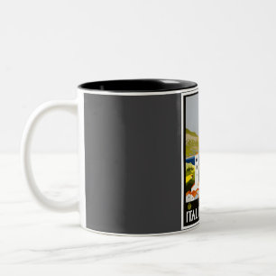 Caneca De Café Em Dois Tons Viagens vintage dos Lagos Italianos