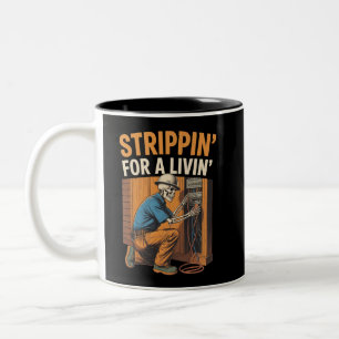 Caneca De Café Em Dois Tons Viajando por uma vida engraçada de esqueleto eletr