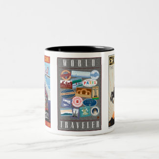 Caneca De Café Em Dois Tons Viajante-Caneca do mundo