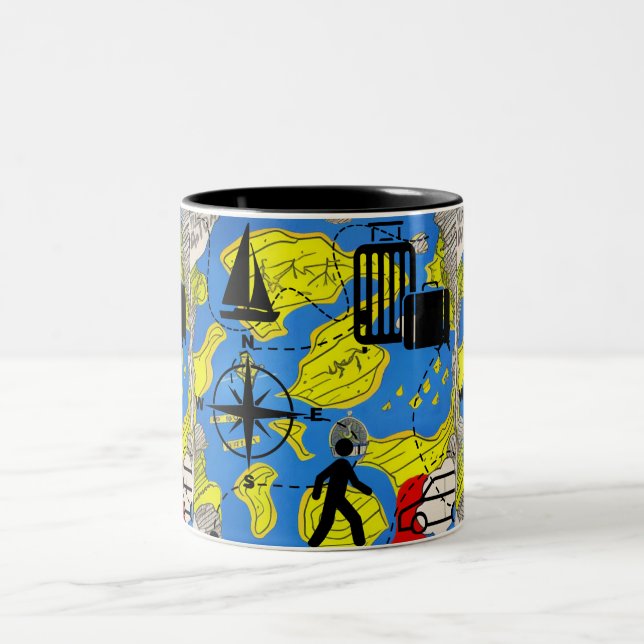 Caneca De Café Em Dois Tons Viajante do Mundo (Centro)
