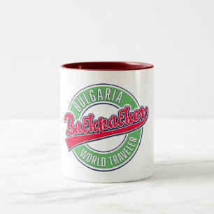 Caneca De Café Em Dois Tons viajante mundial mochileiro Bulgária