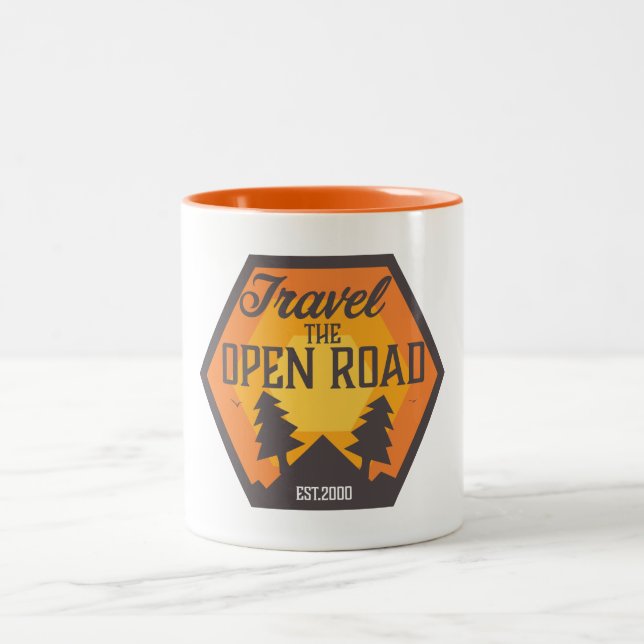 Caneca De Café Em Dois Tons Viajar pela estrada aberta (Centro)