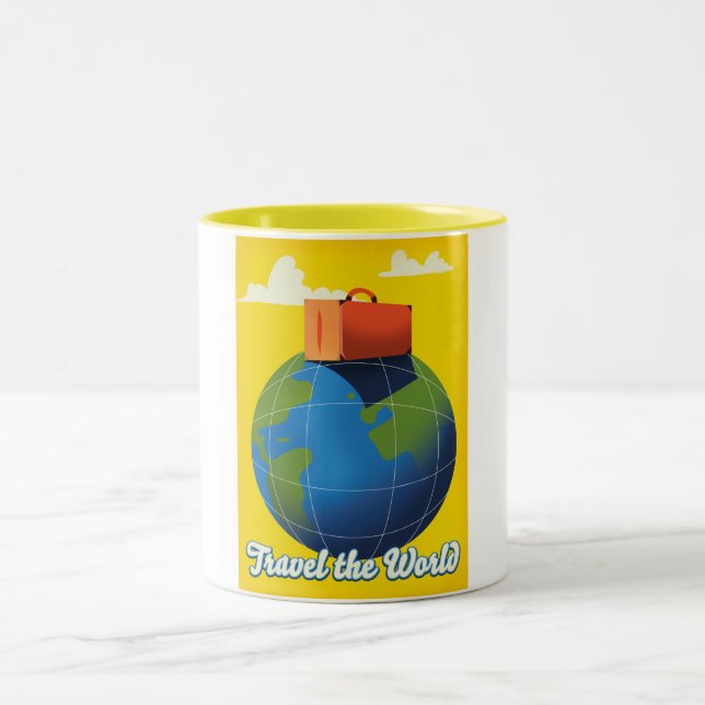 Caneca De Café Em Dois Tons Viaje pelo Mundo (Centro)