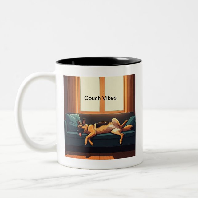 Caneca De Café Em Dois Tons Vibes do german shepherd (Esquerda)