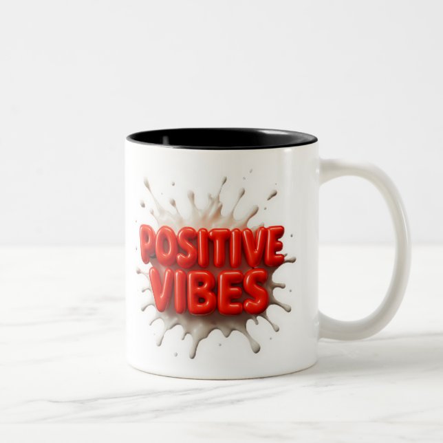 Caneca De Café Em Dois Tons Vibes Positivas (Direita)