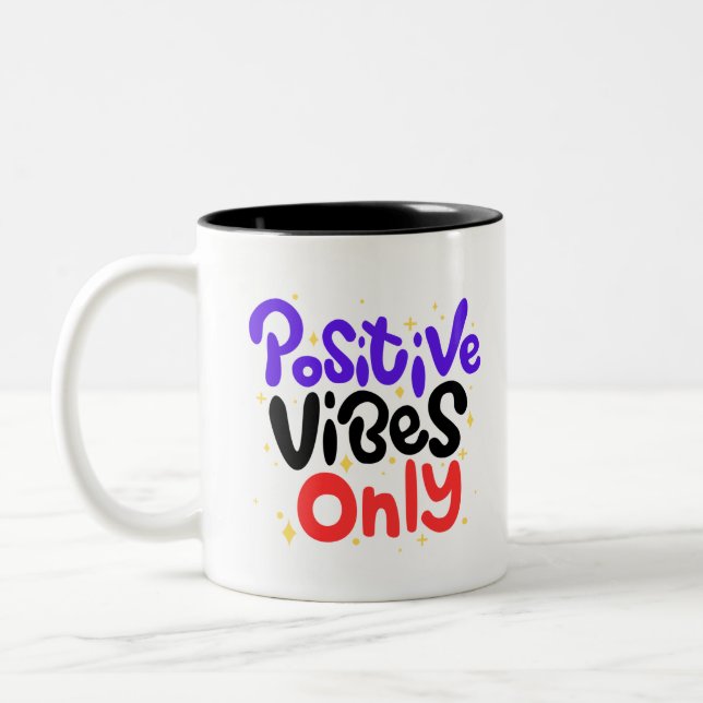 Caneca De Café Em Dois Tons Vibes Positivas Apenas Mug (Esquerda)