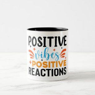 Caneca De Café Em Dois Tons Vibes Positivas   Citação Motivacional