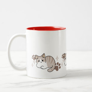 Caneca De Café Em Dois Tons Vibes relaxadas e preguiçosas para Design de gatin