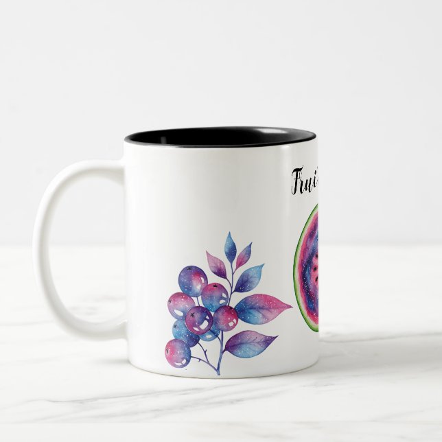 Caneca De Café Em Dois Tons vibrações da Fruta espacial (Esquerda)