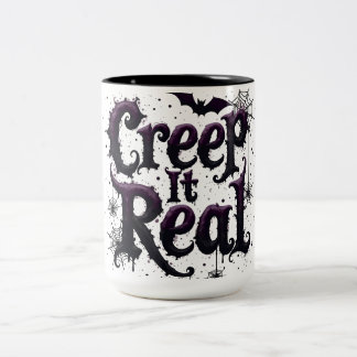 Caneca De Café Em Dois Tons Vibrações de Halloween Edgy - Creep It Real
