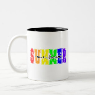 Caneca De Café Em Dois Tons Vibrações de Verão LGBTQ Orgulho Arco-Íris