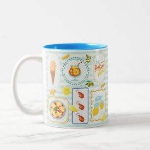 Caneca De Café Em Dois Tons Vibrações de Verão Mediterrâneo